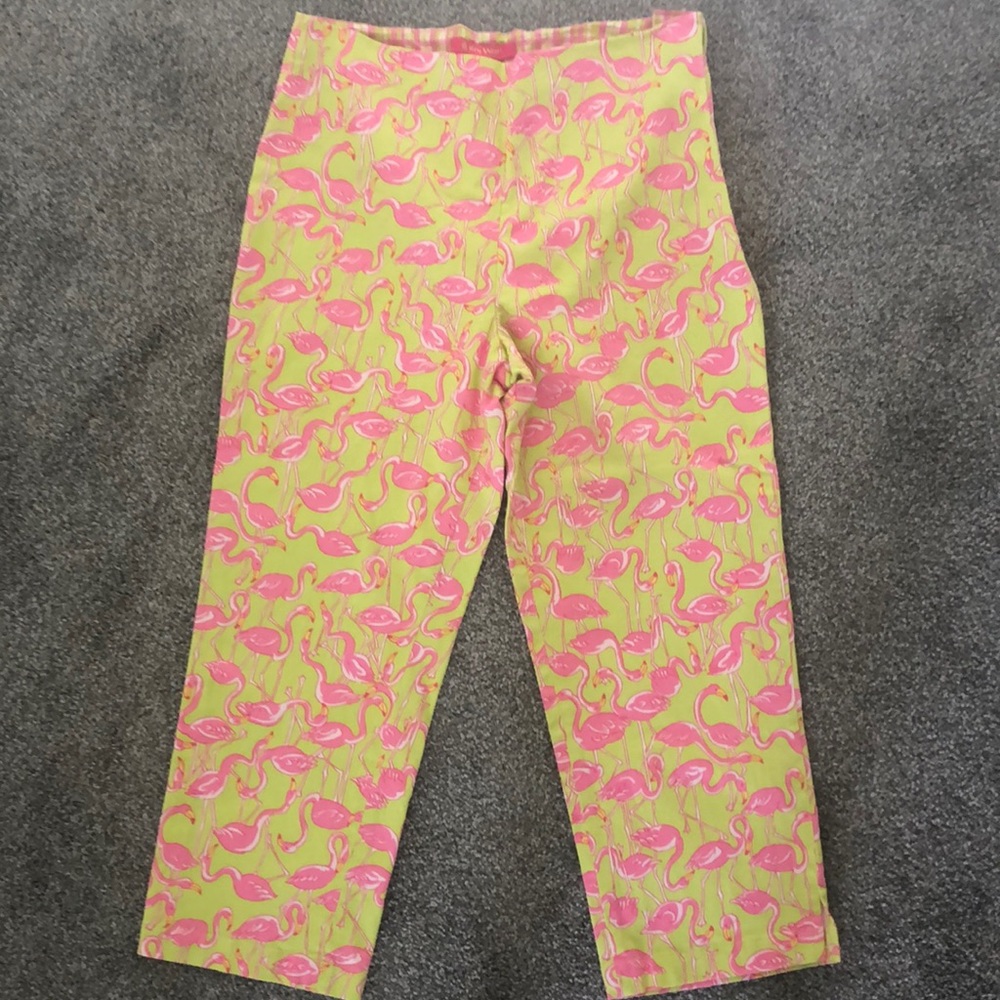 Key West cropped flamingo print pants. Size 10
